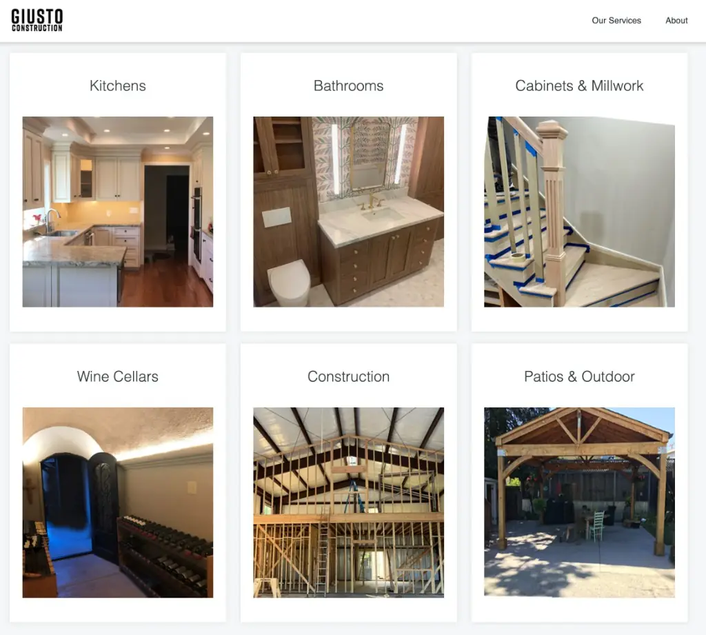 Giusto Construction website homepage